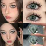 Popxstar  2Pcs Colored Contact Lenses Myopia Degree -0.00 to -8.00 Nature Blue Eyes Gray Makeup Soft Lens Green Eye Beauty Pupil
