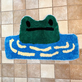 popxstar Frog Tufted Rug Funny Thickened Non Slip Foot Mat Hallway Porch Area Rug for Home Livingroom Door Mats Bathroom Rug Carpet