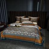 Popxstar  Premium 1000TC Egyptian Cotton Luxury Bedding Set Boho Style Digital Printing Duvet Cover Flat/Fitted Bed Sheet Pillowcases 4Pcs