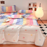 Popxstar Cooling Summer Comforter Bedding Sets Double Sided Cool Feeling Fabric Duvet Summer Blanket Ice Silk Fitted Sheet and Pillowcase