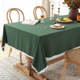Popxstar Cotton Fabric Tablecloth Tassels Stitching Washable Table Cloth for Wedding Party Dining Banquet Decoratio Christmas Table Cover