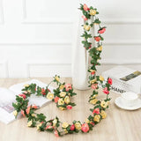 Popxstar 250CM Artificial Rose Flowers for Wedding Home Room Decoration Spring Autumn Garden Arch Christmas Rattan DIY Fake Plants Vine