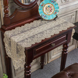 Lace fabric Embroidery table runner European American style dustproof tablecloth for Dressing table, dining table, coffee table