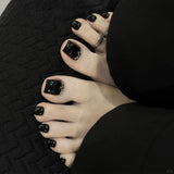 Popxstar  24pcs French False Toenails Nude Color with Glitter Rhinestone Press on Toe Nails Full Cover Wearable Artificial Stick-on Nails