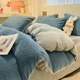 Popxstar  new 3D winter engraved thickened milk fleece double-sided fleece quilt cover coral fleece dormitory single quilt cover