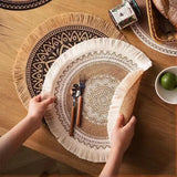 Popxstar Round Placemat Table Non-Slip Jute Mats for Dining Table Decoration Accessories Kitchen Placemats Coffee Coasters Party Dinner
