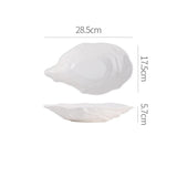 Popxstar  1PC Ceramic Sashimi Plate Creative Oyster Shaped Salad Plate Artistic Concept Cuisine Specialty Plate Hotel Tableware