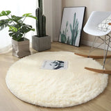 Popxstar Plush round carpet living Room Decoration Children's Bedroom fluffy white carpet non-slip blanket bedside design Room play mat