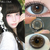 2PCS Lenses Colored Contact Lenses for Eyes Brown Colored Lenses with Diopter Degree Blue Eye Lens Gray Pupils