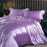 Popxstar High-end Blending Natural Mulberry Silk Bedding Set Luxury Satin Silky Queen Size Duvet Cover Set with Sheets King Size Bed Set