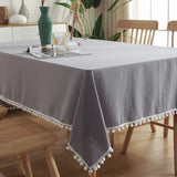 Popxstar Cotton Fabric Tablecloth Tassels Stitching Washable Table Cloth for Wedding Party Dining Banquet Decoratio Christmas Table Cover