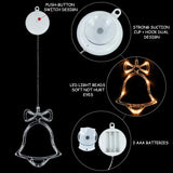 Popxstar Christmas Lights LED Snowflake Santa Elk Hanging Lights Christmas Home Window Decoration Lamp For Xmas Ornaments New Year Gifts