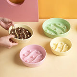 Ceramic Pet Bowl for Cat Slow Feeder Non-Spill Design Pet Slow Food Bowl Anti Choking Dog Bowl