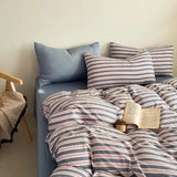 Plaid printing skin-friendly and comfortable double-layer yarn small fresh printing four-piece set, dormitory