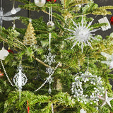 Popxstar Christmas Tree Pendant Clear Acrylic Snowflake Icicle Wreath Hanging Ornaments For Xmas New Year Party Home Decoration Noel Gift