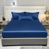Popxstar 1 Simple Modern Satin Solid Color Fitted Sheet, Solid Color Ice Silk Bedspread For Bedroom, Bedding (Excluding Pillowcases)