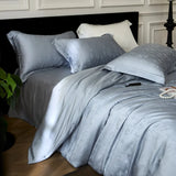 Popxstar  Nordic Silk Bedding Set 4pcs Luxury Lyocell Duvet Cover Set Flat Sheets Set 2 Pillowcases Twin Double Queen Size Bed Linen Set