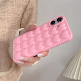 Popxstar  Pink 3D Bubble Pop Heart Cute Girly Phone Case For iPhone 17 Air 16 15 14 Plus 13 12 11 Pro Max Soft Silicone Back Cover Funda