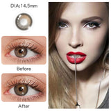 Popxstar 1 Pair 14mm Colored Contact Lenses For Eyes Fashion Natural Brown Lenses Small Beautiful Pupil with Myopia Degree Yearly Use