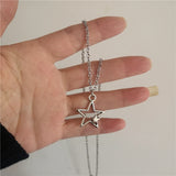 Popxstar Kpop Cool Punk Vintage Star Pendant Chains Necklace For Men Women Egirl Hip Hop 90s Grunge Aesthetic EMO Jewelry Y2k Accessories