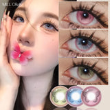 Hot Sale 1Pair Blue Colored Contact Lenses for Eyes Myopia Power Prescription Eye Lens Anime Cosplay Pink Pupils Lens