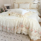 popxstar 3pcs Korean style Duvet Cover Set (1*Duvet Cover + 2*Pillowcase, Without Core), Lace embroidery Bedding Set