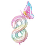 Popxstar  40Inch Colorful Gradient Number Balloon 0-9 Digit Foil Helium Balloon Butterfly Girl Birthday Party Decor Baby Shower Kids Gifts