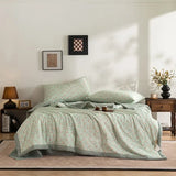 Popxstar  New cotton printed bubble double-layer yarn soybean summer quilt four-piece summer cool quilt air conditioner quilt
