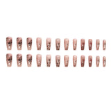 Popxstar 24Pcs/Box Gradient Long Ballet France Press on Nail Ink Chinese Style False Nails Rose Girls Full Cover Fake Nail Piece Finished