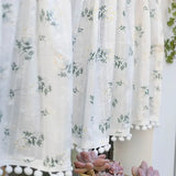 Popxstar Blackout Fabric Curtain for Bedroom Living Room Small Window Cotton Floral Tassel Short Curtains Farmhouse Vintage Cafe Decor