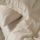 Popxstar  4/5Pcs French Vintage Bedding Sets 85% Cotton and 15% Linen Stitch Embroidery Double Bed Sheet Coverlet Quilt Cover Pillowcases