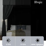 Popxstar Queen/King Black Four Corner Post Bed Canopy Bed Curtains Sheer Canopy for Adults Girls Bedroom Decoration Lightproof Windproof
