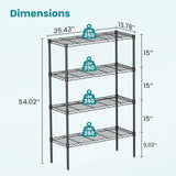 Popxstar 3-5 Tier Storage Bookshelf Adjustable Metal Wire Racks Heavy Duty Standing Shelf Organizer for Living Room and Kitchen