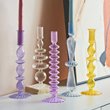 Popxstar Glass Candle Holders Nordic Decor Taper Candle Holder Candlesticks for Home Wedding Room Decoration Party Vase Home Decor