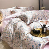 Luxury Blending Mulberry Silk Bedding Set with Duvet Cover Bed Sheet Pillowcase Double Couple Single Summer Blanket Cover Sheets
