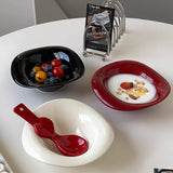 Popxstar Handmade Ceramic Dessert Bowl Solid Color Yogurt Bowl Household High-value Tableware Fruit Salad Breakfast Oat Yogurt Bowl