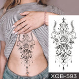 Popxstar Waterproof Temporary Tattoo Sticker snake flower rose Flash Tatoo sexy Arm Large Size Black Wrist Fake Tatto For Body Art Women