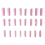 Popxstar  24Pcs Long Coffin Fake Nails Pink French Tips Press on Nails Ballerina Full Cover False Nail for Women and Girls DIY Manicure
