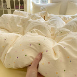 4Pcs Set Floral And Polka Dot Print Styles Duvet Cover Bed Sheet Pillowcase Full-Size Bedspread Set 1.5-Sleeper Bedding Set