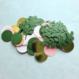 Popxstar  1Pack Sage Leaves Confetti Green Gold Pink Round Paper Confetti Wedding Birthday Party Decorations Baby Shower Table Scatter