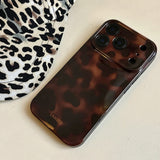 Popxstar  Korean INS Amber Retro Brown Phone Case for IPhone 11 12 13 15 Pro 14 16 17 Pro Max Shockproof Protective Lamber Back Cover Case