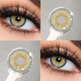 1 Pair Colorful Contact Lenses for Eyes Gold Eye Anime Cosplay Lenses With Prescription Myopia Lenses Green Iris Lens