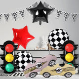 Popxstar  Racing Theme Party Decor Black and White Plaid Wheel Balloon Sport Car Traffic Light Balloon Kids Birthday Racing Party Supplies