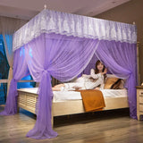 Popxstar Embroidery Lace Palace Mosquito Net with Stainless Steel Bracket Square Princess Mosquito Tent for Bed Double Bed Nets Canopy