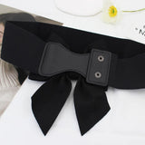Popxstar  New Fashion Elegant Large Bow Elastic Belts for Women Wide Side Belt Dress Female Jeans Waistband Trouser Accessory