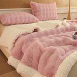 Double Layer Rabbit Fur Sherpa Blanket Winter Thick Warm Fluffy Faux Fur Throws Blankets for Sofa Soft Plush Bed Cover Blanket