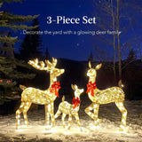 Popxstar 3Pcs Christmas Deer Decoration Light LED Reindeer Elk Luminous Sculptures Garden Lawn Outdoor Yard Christmas Ornaments