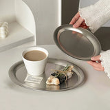 Popxstar Stainless Steel Oval Plate Cake Dessert Fruit Bread Afternoon Tea Tray Jewelry Display Storage Tray Home Kitchen Accessories