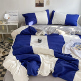 Popxstar Bed Linen Bed Sheets Set Stripes Dots Duvet Cover Set Quilt Cover Bed Sheet Quilt Sets Queen Size INS Blogger Comforter Sets