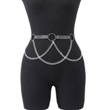 Popxstar Women Fashion Belly Belt Chain Street Style Belt With Chain Gothic harness chain bustier Harness Waist Belt Clothing Accessories